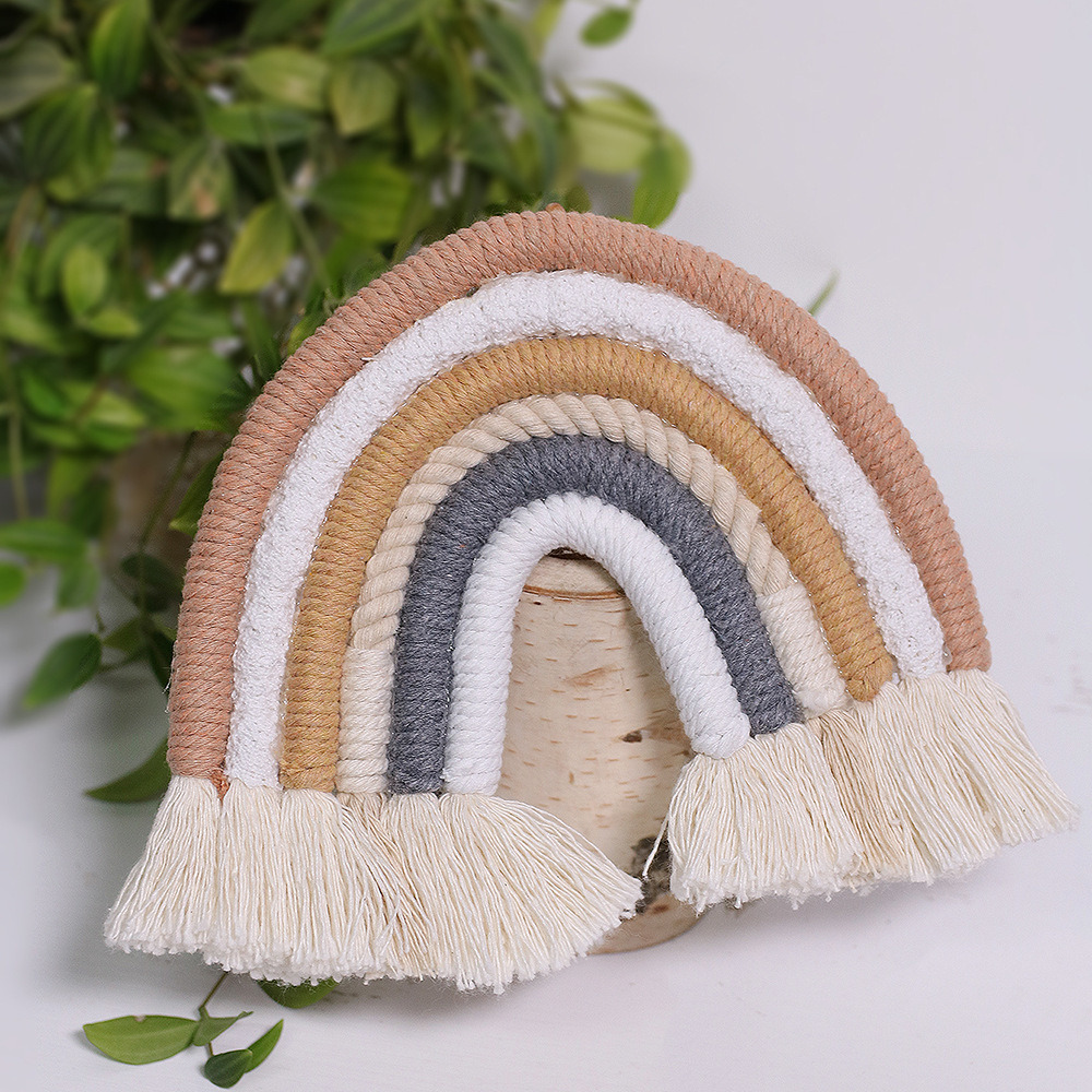dropship 1pc Vibrant Rainbow Macrame Wall Hanging - Stunning Home Decor for Living Room, Bedroom, and More