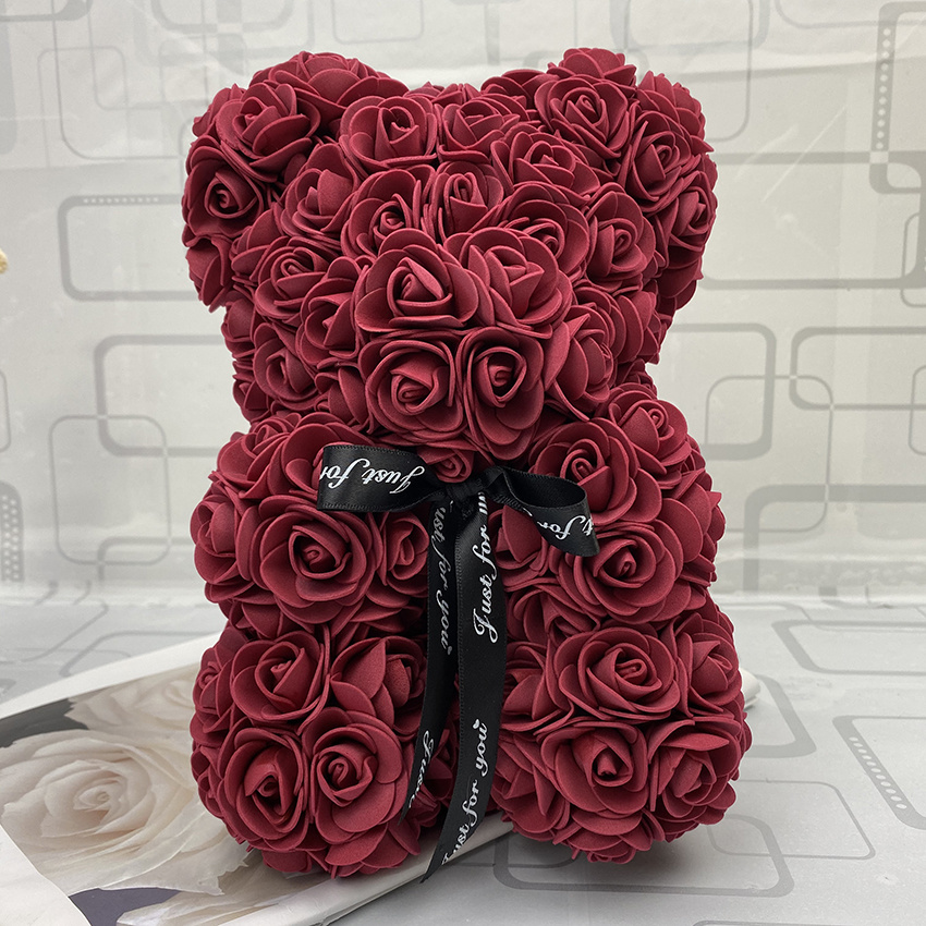 dropship Valentines Day Gift 25cm Red Rose Teddy Bear Flower Valentines Gift
