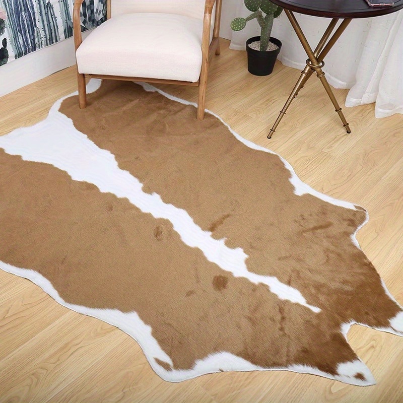 dropship 1pc Premium Faux Cowhide Rug 4.9 X 6.6 Feet, Durable And Large Size Cow Print Rugs, Suitable For Bedroom Living Room Western Decor, Faux Fur Animal Cow Hide Carpet