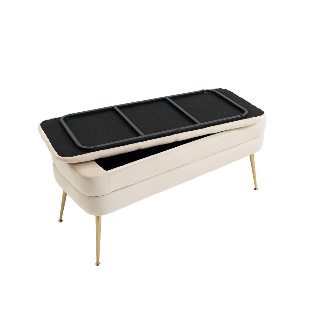 dropship COOLMORE Storage Ottoman,Bedroom End Bench,Upholstered Fabric Storage Ottoman with Safety Hinge, Entryway Padded Footstool, Ottoman Bench for Living Room & Bedroom