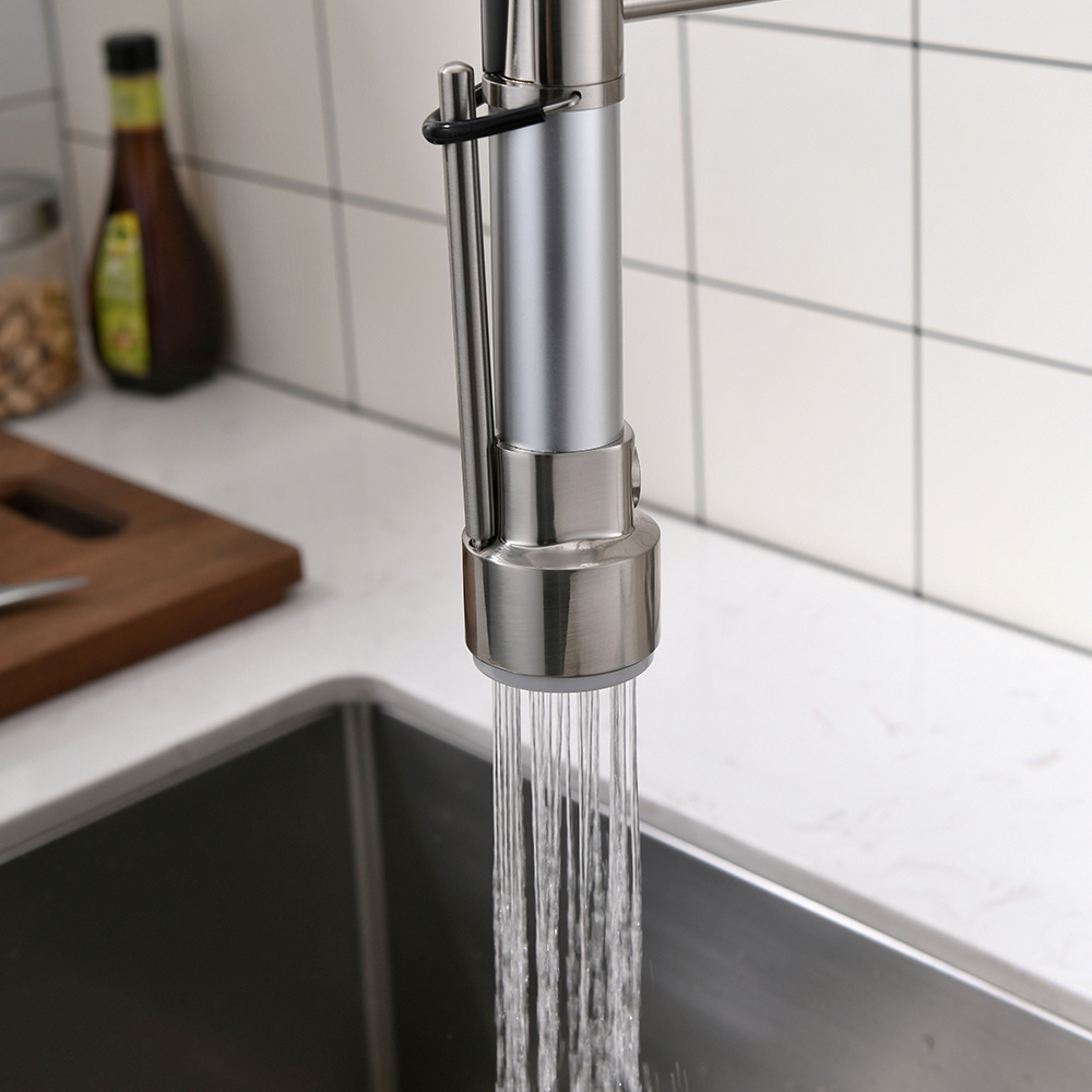 dropship Kitchen Faucet with Pull Down Sprayer Brushed Nickel Stainless Steel Single Handle Kitchen Sink Faucets