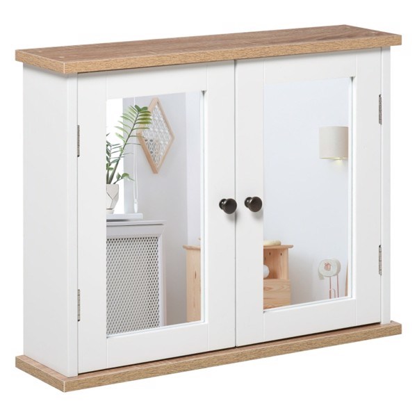 dropship Bathroom Cabinet with Mirror-White