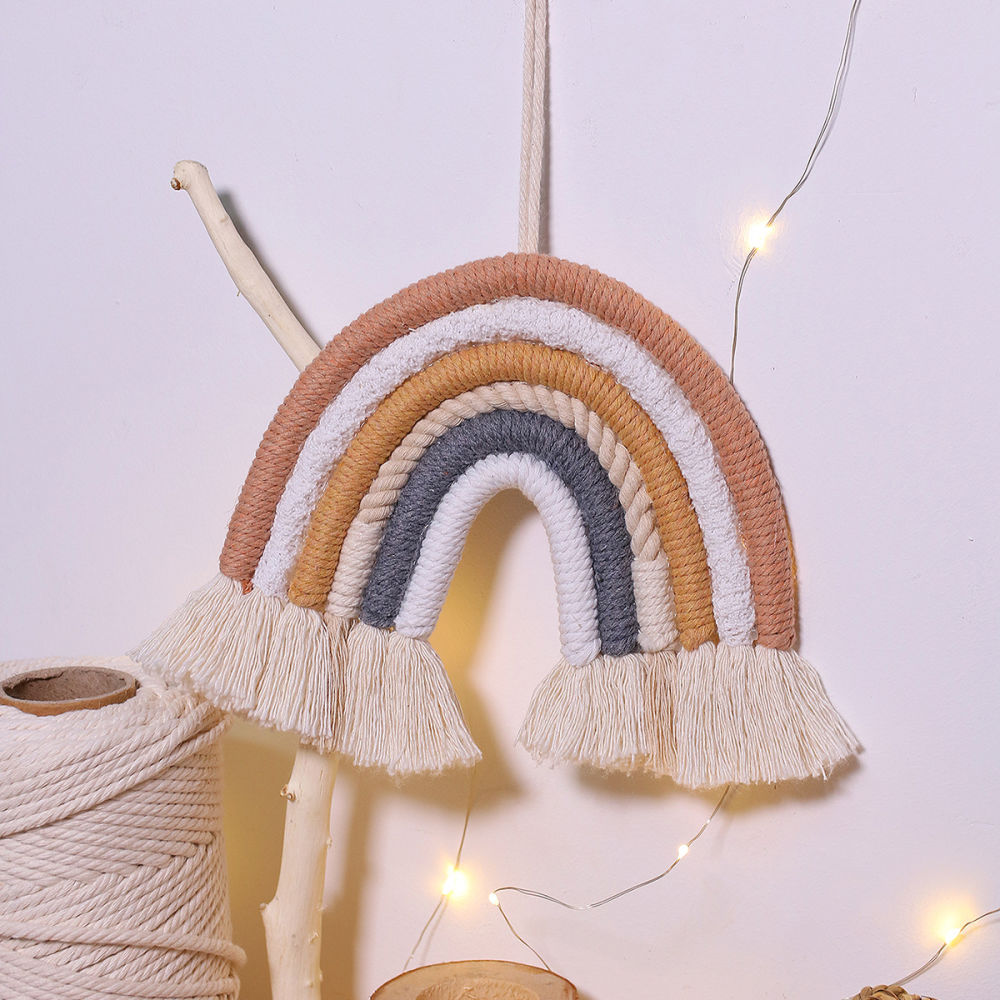 dropship 1pc Vibrant Rainbow Macrame Wall Hanging - Stunning Home Decor for Living Room, Bedroom, and More