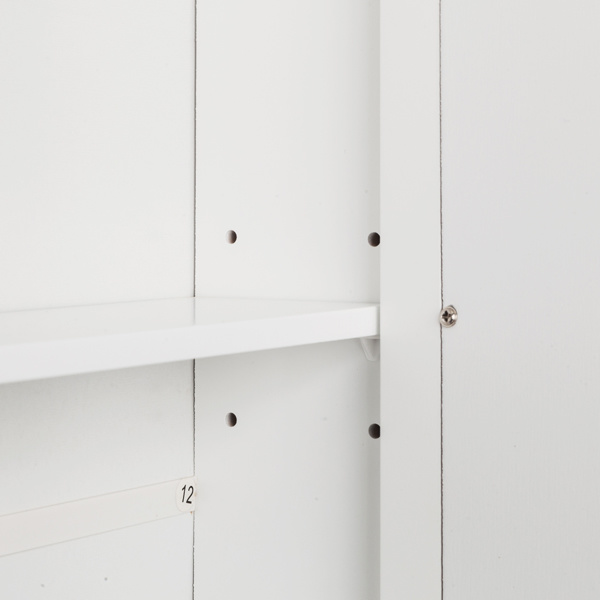 dropship Double Door Mirror Indoor Bathroom Wall Mounted Cabinet Shelf White