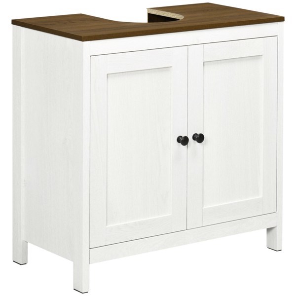 dropship Pedestal Sink Storage Cabinet, Under Sink Cabinet with Double Doors, Antique White, Walnut-AS