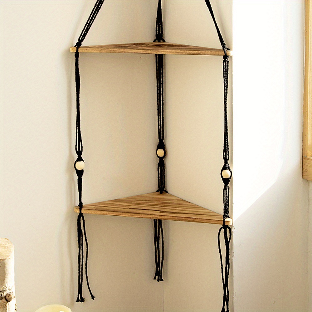 dropship 1pc,Boho Triangle Shelves Wall Decor - Plant Hanger, Candle Holder, and Home Decor for Living Room and Bedroom