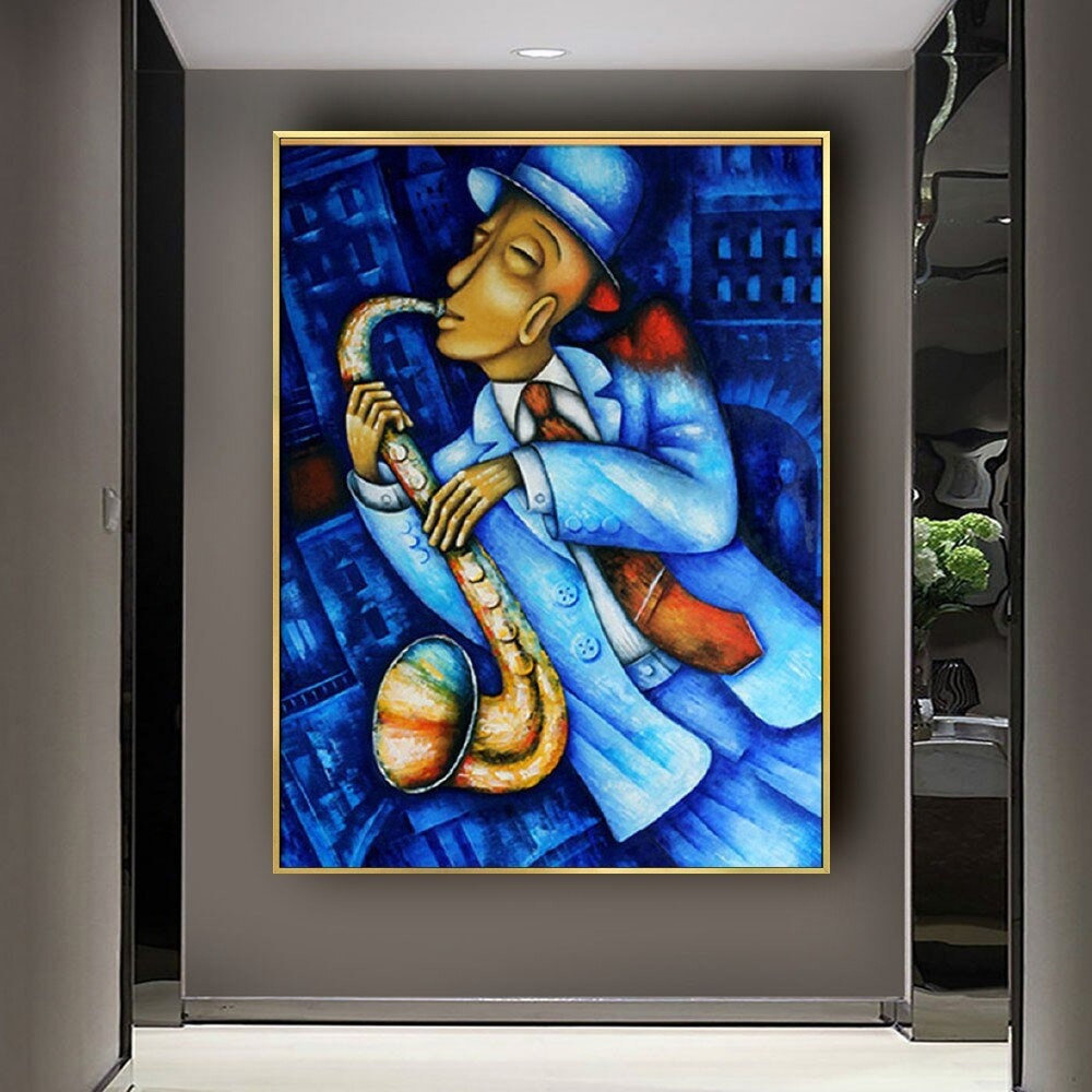dropship Hand Painted Oil Painting Abstract Wall Painting- musician Portrait Oil Painting On Canvas - Wall Art Picture -Acrylic Texture Home Decor