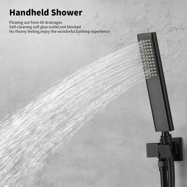 dropship Male NPT Waterfall Tub and Shower Faucet Set, Suntisbo 10-Inch Matte Black Rain Shower System