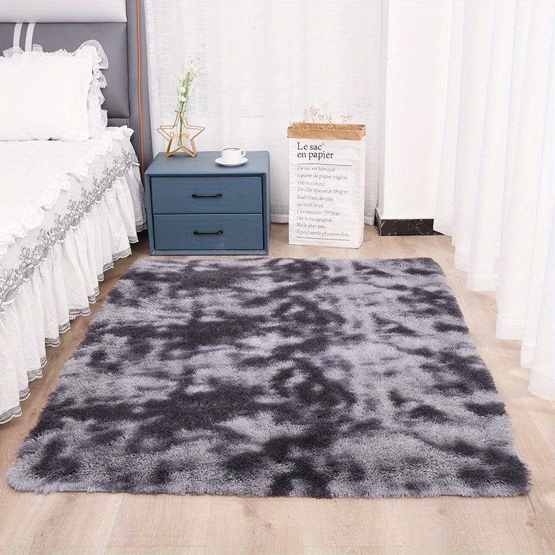 dropship 1pc, High Pile Tie-Dyed Shaggy Rug for Living Room and Bedroom - Fire Retardant, Machine Washable, Anti-Skid, Faux Fur, Plush Carpet - Perfect for Nursery Decor