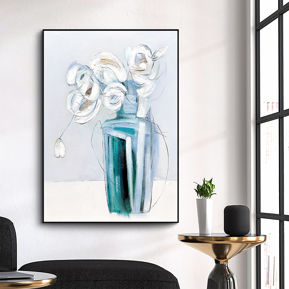 dropship Hand Painted Oil Painting Minimalism Abstract Floral Oil On Canvas Large Original Floral Scenery Acrylic Modern Painting Wall Art Living Room Decor