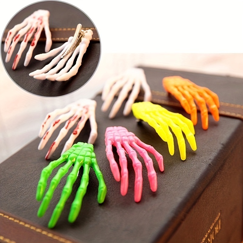 dropship Halloween Skeleton Claw Hair Clip Gothic Punk Rock Barrettes Skull Hand Hair Accessories For Halloween Party Cosplay Wear