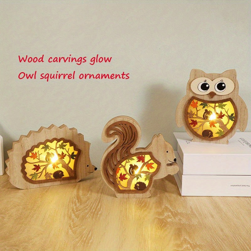 dropship 1pc, Creative Wooden Crafts Owl Squirrel Ornaments, Wooden Animal Maple Leaf Acorn Home Decoration, Suitable For Office Decoration, Bedroom Decoration, Home Decoration, Holiday Gifts(Multiple Options)