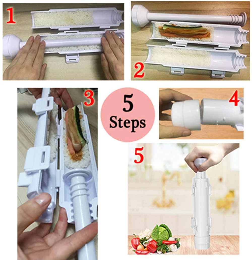 dropship 1pc Sushi Maker Set - Quick and Easy DIY Rice Mold Bazooka Roller Kit with Vegetable and Meat Rolling Tool - Perfect for Home Cooking and Entertaining