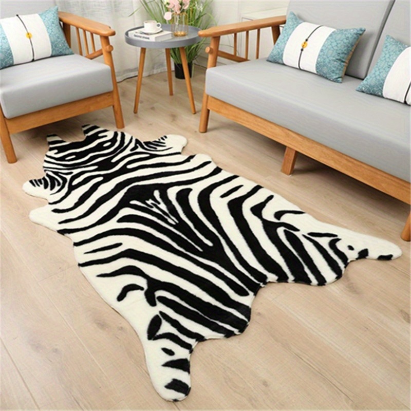 dropship 1pc Durable Faux Cowhide Rug - Washable, Low-Pile, Perfect for Bedroom and Living Room Decor - Western Style Animal Print Carpet for Home and Room Decor