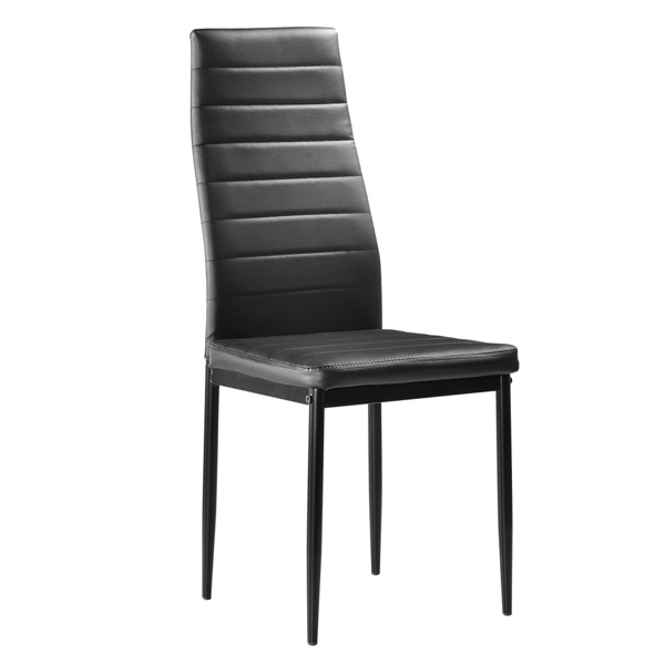 dropship 6pcs Elegant Assembled Stripping Texture High Backrest Dining Chairs Black