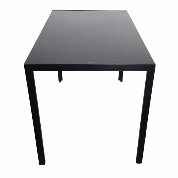 dropship Simple Assembled Tempered Glass & Iron Dinner Table Black