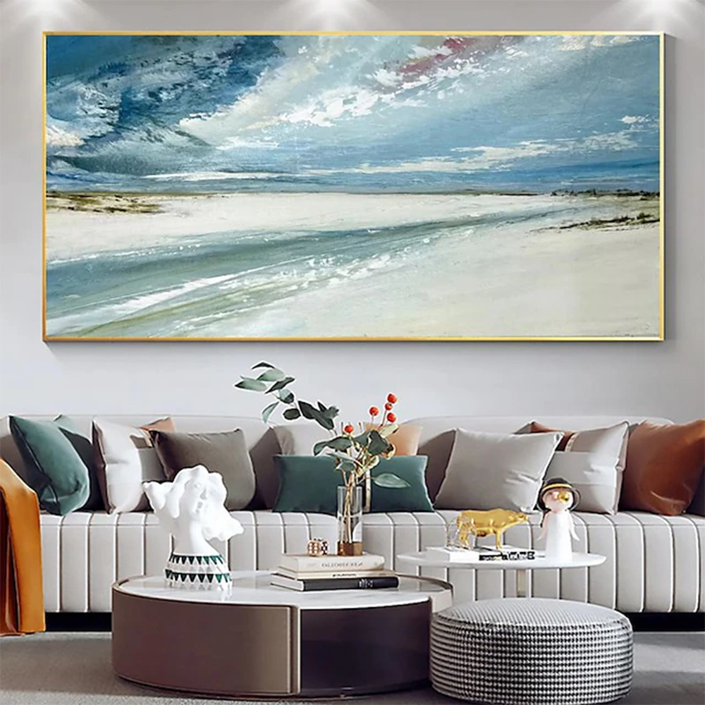 dropship Hand Painted Oil Paintings Abstract Seascape Painting Beach Ocean Living Room Hallway Luxurious Decorative Painting