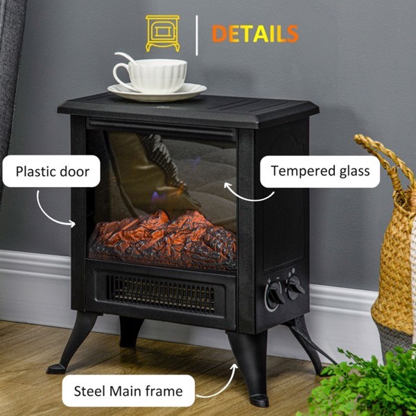 dropship Electric Fireplace Heater LED Flame Fireplace Stove BLACK-AS