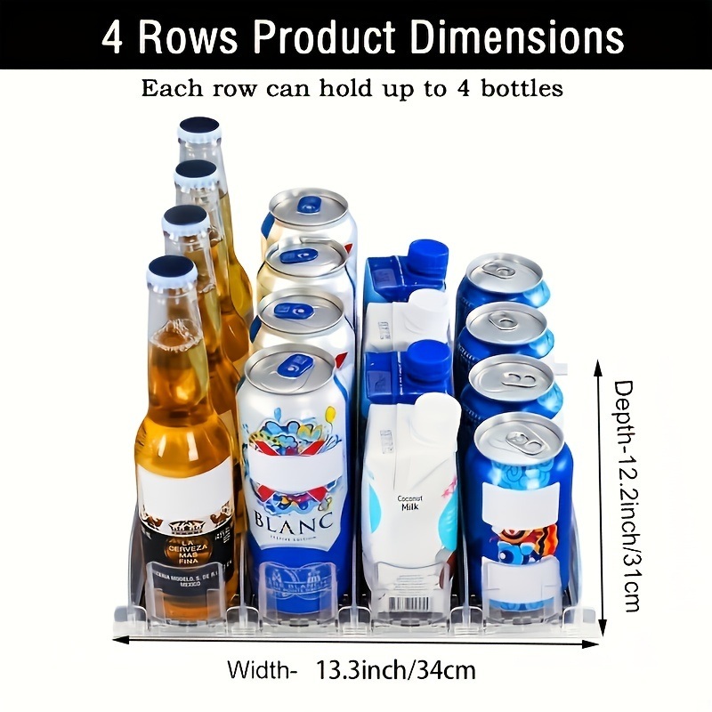 dropship 1 Set 3/4/5 Rows Soda Can Dispenser, Refrigerator Bottle Can Organizer, Self-Pushing Soda Can Dispenser Holds Up To 12 Cans, Beverage Storage For Pantry/Vending Machine