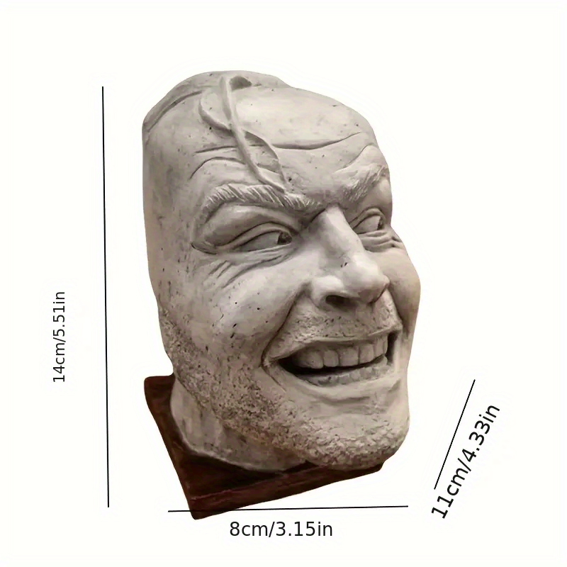 dropship 1pc, Halloween Head Decoration Johnny Sculpture Head Resin Desktop Decoration Decoration Book Shelf Sculpture Resin Craft Decoration,Spook Up Your Home Decor