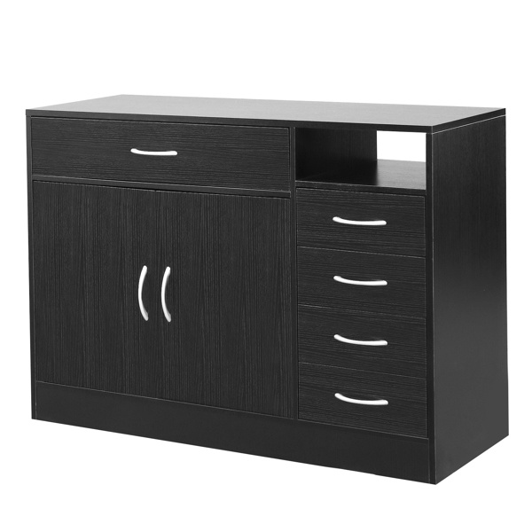 dropship FCH MDF With Triamine Double Doors And Five Drawers Bathroom Cabinet Black