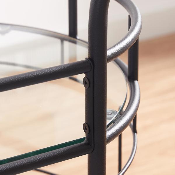 dropship Black, Iron Frame(Baking Paint), Mobile glass dining cart easy to clean