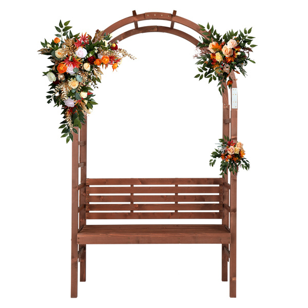 dropship 6.8FT Wooden Arch with Bench for 2 People, Garden Arbor Trellis for Climbing Plant, Outdoor Garden Lawn Backyard Patio Decor, Dark Brown