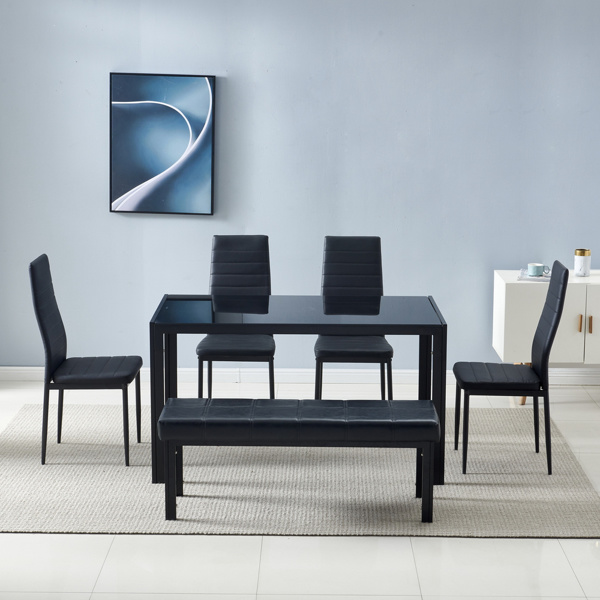 dropship Simple Assembled Tempered Glass & Iron Dinner Table Black(Replacement code: 21491449)