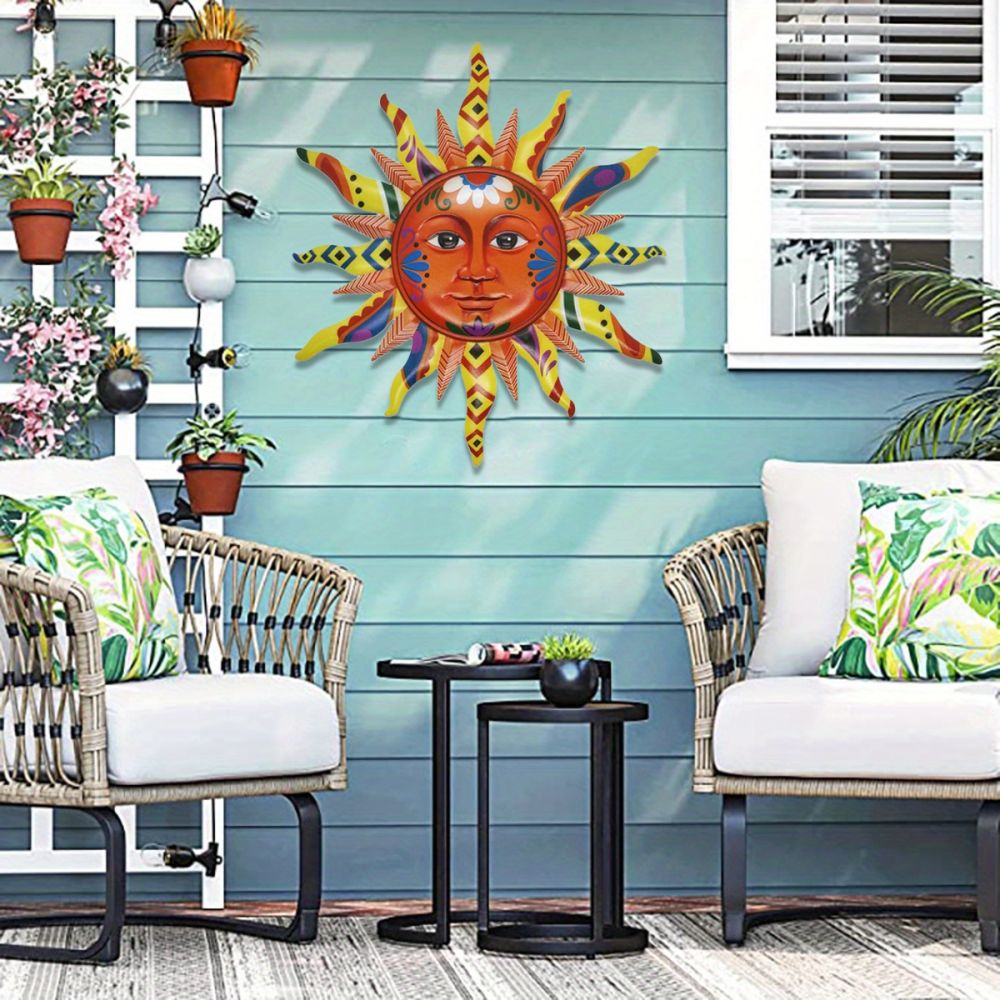 dropship Add a Splash of Color to Your Home with this 3D Metal Sun Wall Hanging Art Decor!