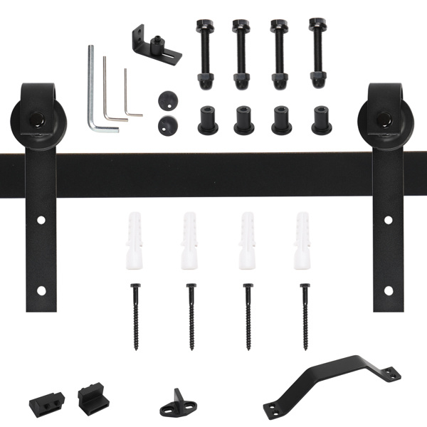 dropship 30 in. x 84 in. Unfinished Sliding Barn Door with 5.5FT Barn Door Hardware Kit & Handle ; K Frame; Solid Spruce Wood; Requires Simple DIY Assembly