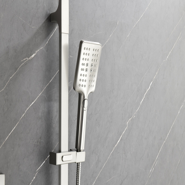 dropship Shower System with Shower Head, Hand Shower, Slide Bar, Bodysprays, Shower Arm, Hose, Valve Trim, and Lever Handles