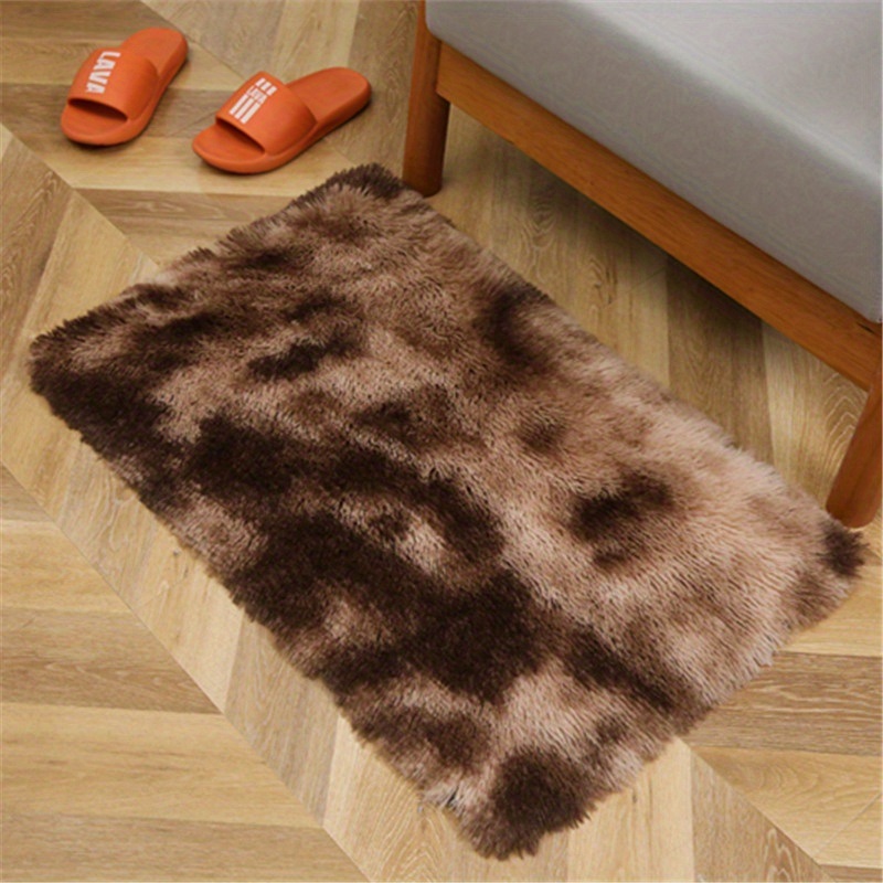 dropship 1pc, High Pile Tie-Dyed Shaggy Rug for Living Room and Bedroom - Fire Retardant, Machine Washable, Anti-Skid, Faux Fur, Plush Carpet - Perfect for Nursery Decor