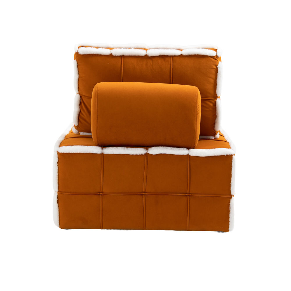 dropship COOLMORE Upholstered Deep Seat Armless Accent Single Lazy Sofa Lounge Arm Chair,Comfy Oversized Leisure Barrel Chairs for Living Room/Office/Meetingroom/Aparment/Bedroom Furniture Set