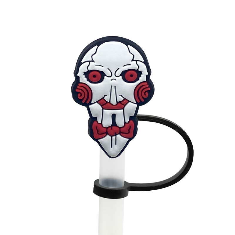 dropship 6pcs Reusable Silicone Straw Tip Caps - Scary Clown Design - Perfect for Halloween Decorations and Drinking