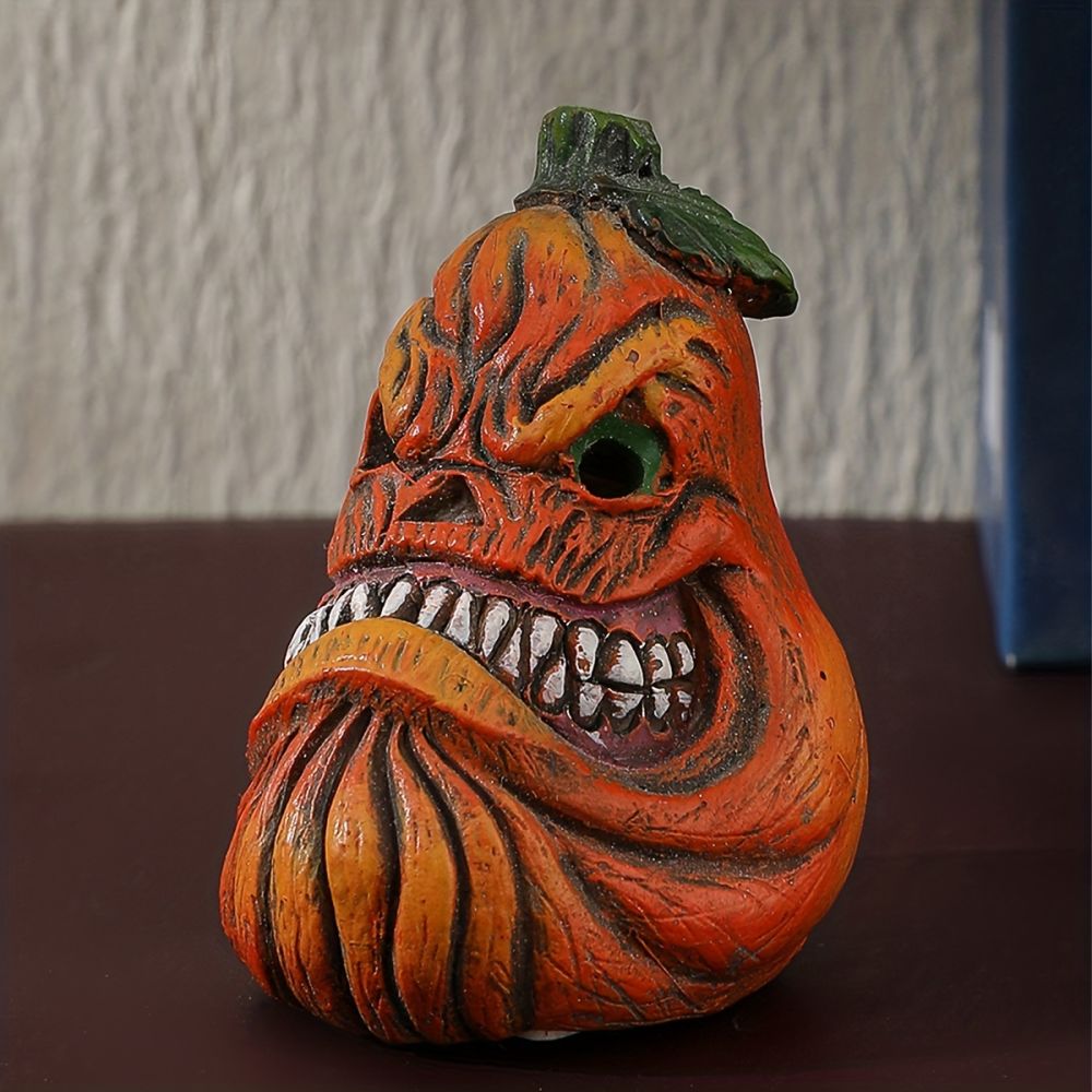 dropship 1pc Grinning Pumpkin Head Resin Statue - Perfect Halloween Decoration for Garden, Home, and Study