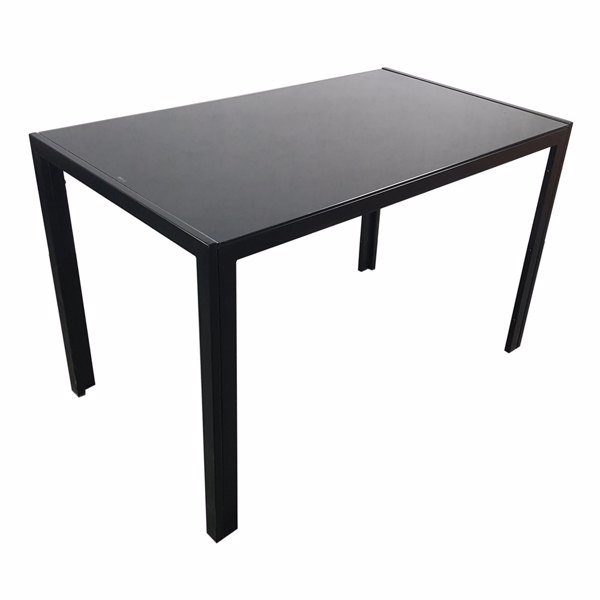 dropship Simple Assembled Tempered Glass & Iron Dinner Table Black