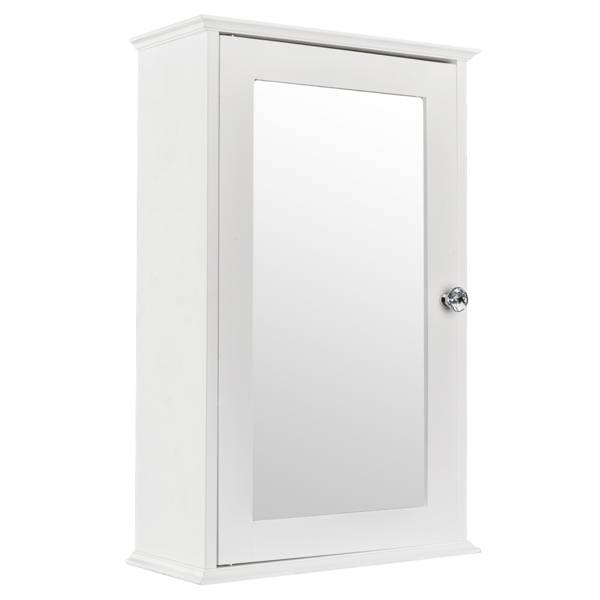 dropship Single Door Mirror Indoor Bathroom Wall Mounted Cabinet Shelf White