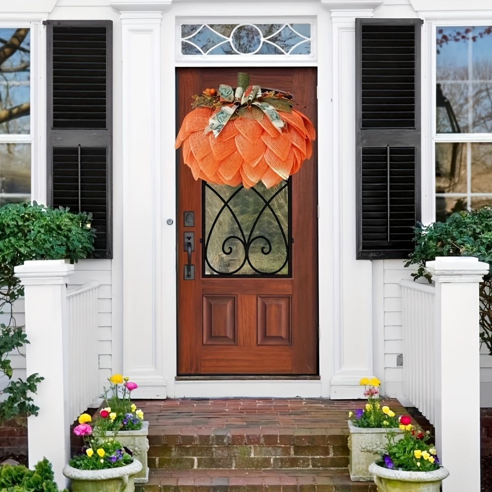 dropship 1pc Halloween Thanksgiving Pumpkin Cloth Flower Wreath Courtyard Decoration Wreath Harvest Festival Wreath