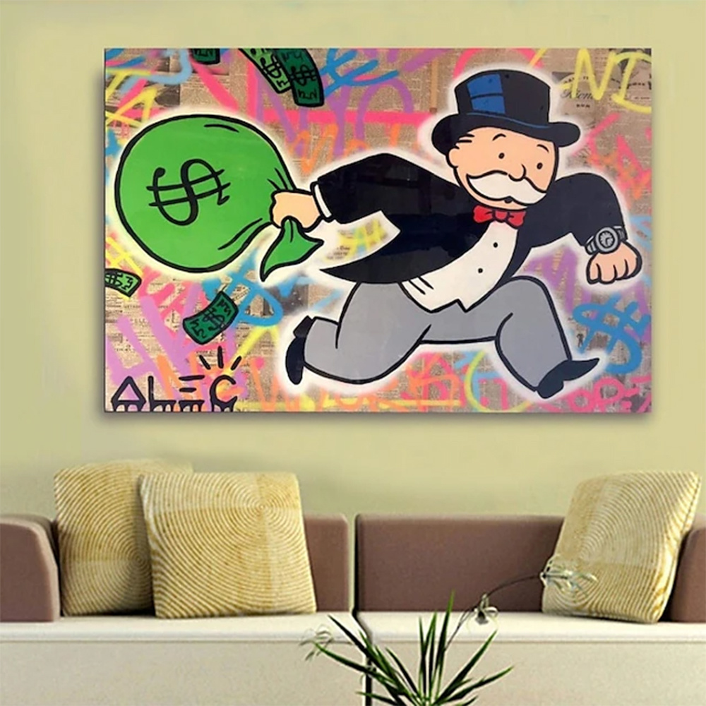 dropship Hand Painted Oil Painting Alec Monopoly Painting Wall Street Art Modern Abstract Living Room Hallway Bedroom Luxurious Decorative Painting