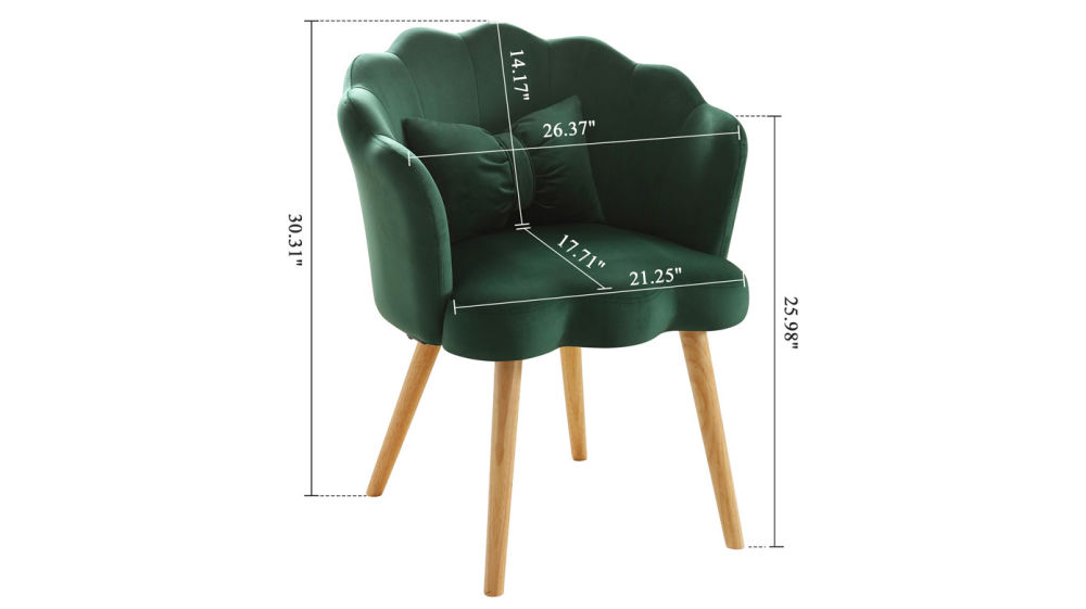 dropship Vanbow.Velvet Wooden foot casual lotus chair with waist pillow(GREEN)