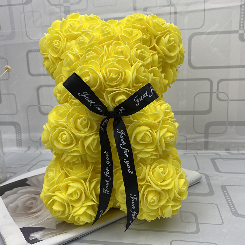 dropship Valentines Day Gift 25cm Red Rose Teddy Bear Flower Valentines Gift