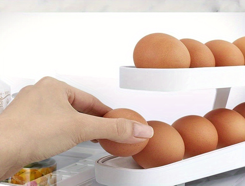 dropship 1pc Rolling Refrigerator Egg Dispenser, Space-Saving Holder For Fridge Storage Anti-fall Egg Tray, Egg Rack Tray For Refrigerator, Kitchen Supplies