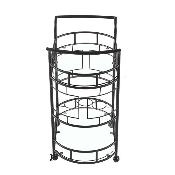 dropship Black, Iron Frame(Baking Paint), Mobile glass dining cart easy to clean