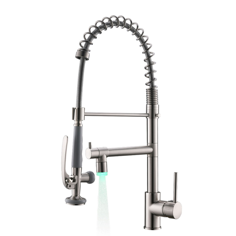 dropship Commercial Kitchen Faucet Pull Down Sprayer Brushed Nickel,Single Handle Kitchen Sink Faucet