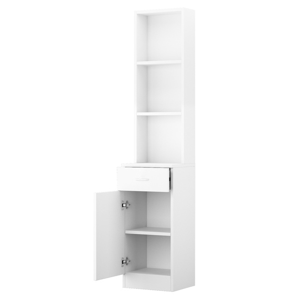 dropship FCH Standing 5 Compartments 1 Drawer 1 Door MDF Barber Cabinet White