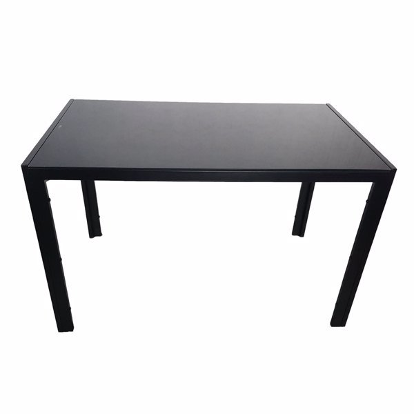 dropship Simple Assembled Tempered Glass & Iron Dinner Table Black
