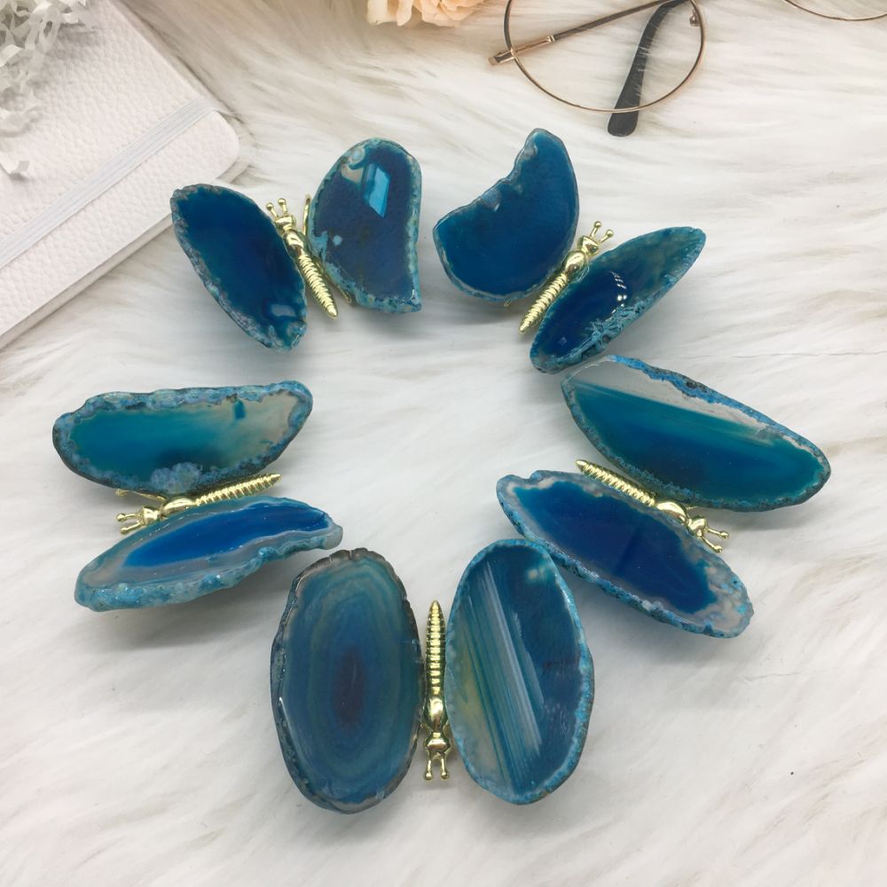 dropship 2inches Blue agate quartz crystal DIY butterfly quartz crystal skull home decor reiki healing 1pc