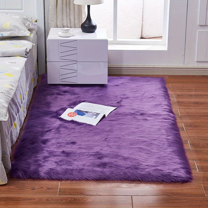 dropship 1pc Fluffy Imitation Wool Area Rug, Suede Fleece Bottom Long Imitation Wool Rug, Acrylic 80% Polyester 20%, 2.36inch Long Wool, Living Room Bedroom Rug, Entryway Rug, Plush Rug, Simple Carpet