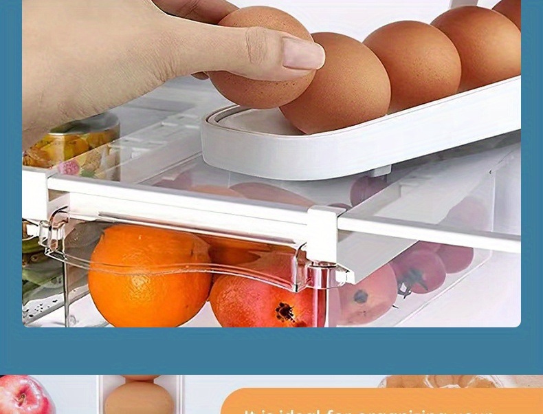 dropship 1pc Rolling Refrigerator Egg Dispenser, Space-Saving Holder For Fridge Storage Anti-fall Egg Tray, Egg Rack Tray For Refrigerator, Kitchen Supplies