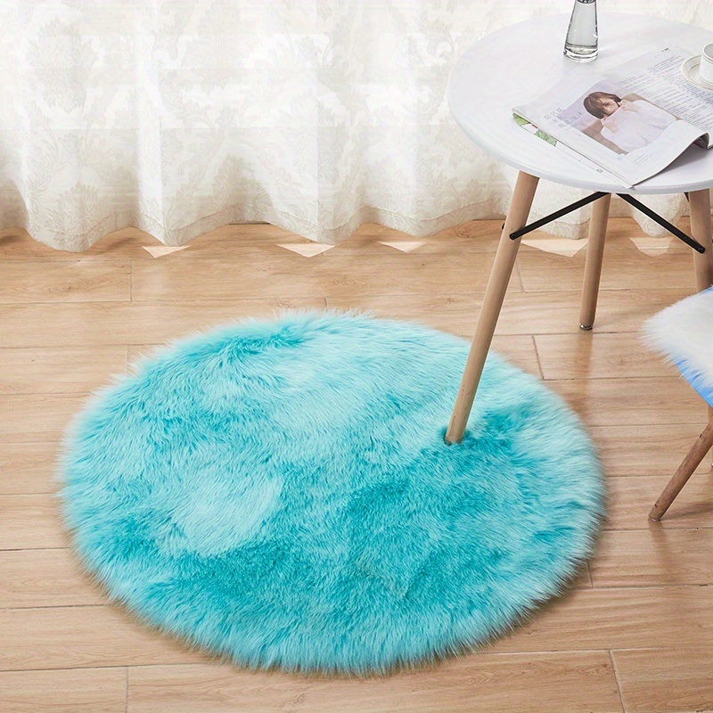 dropship 1pc Fluffy Imitation Wool Round Area Rug, Suede Fleece Bottom Long Imitation Wool Rug, Acrylic 80% Polyester 20%, 2.36inch Long Wool, Living Room Bedroom Rug, Entryway Rug, Plush Rug, Simple Carpet